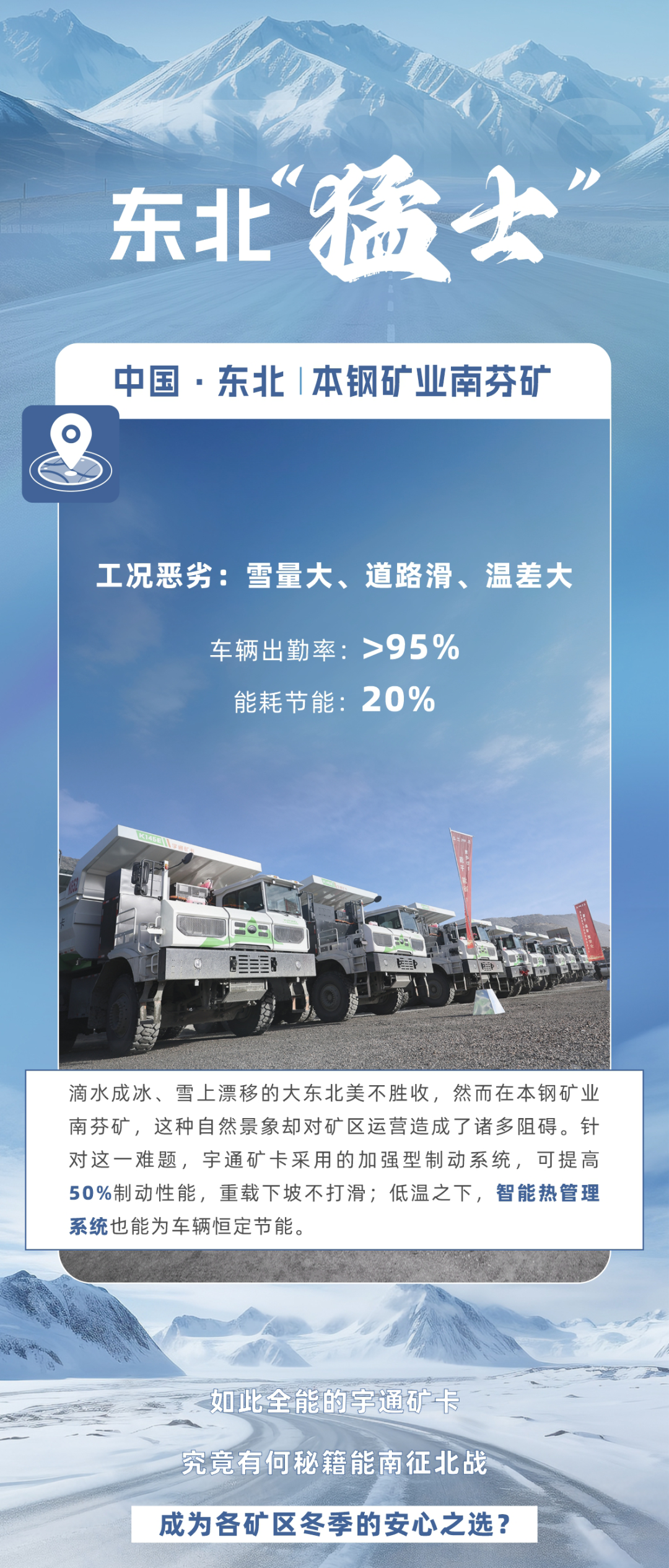 关于冬季运营的极寒大考，这是宇通矿卡的答案！