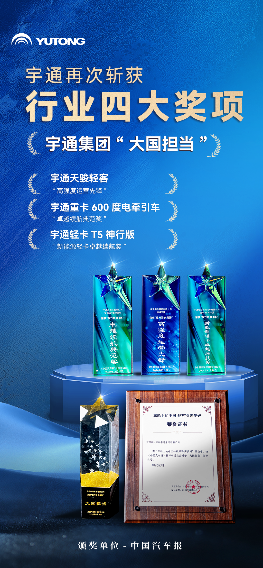 再揽4项行业大奖，宇通获评“大国担当”